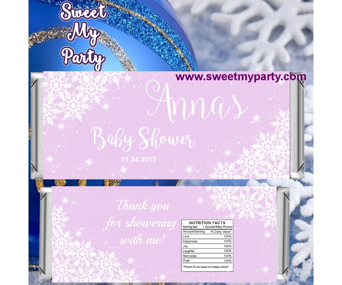 Winter Wonderland Gender Baby Shower candy bar wrappers,(gender 5)
